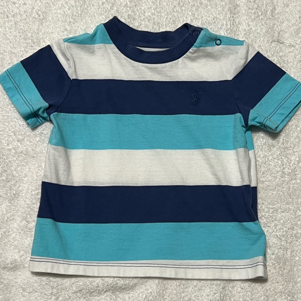 Ralph Lauren Blue & White Striped Tee - 9M - Worn Once